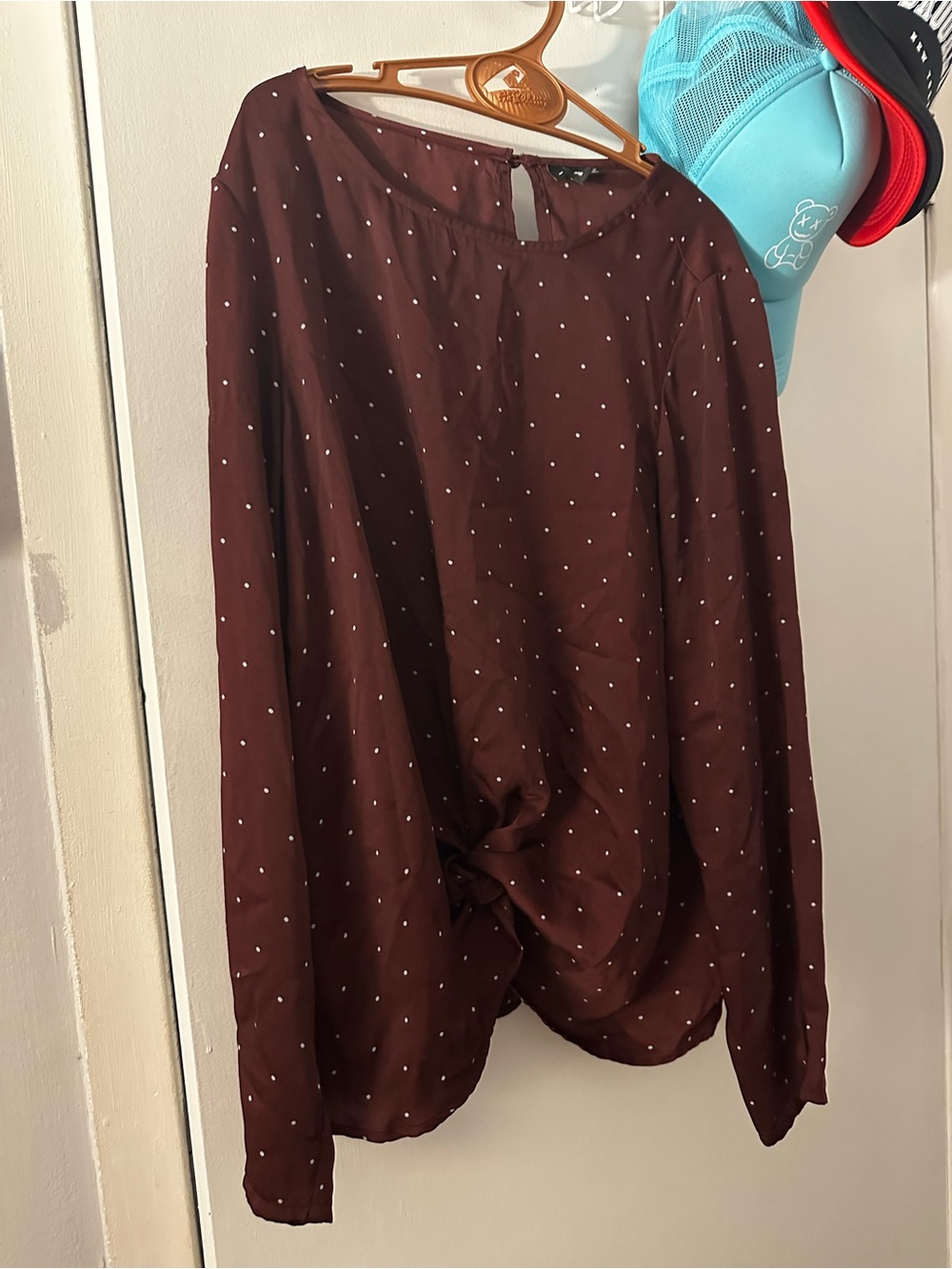 Vero Moda Maroon Polka Dot Long Sleeve Blouse